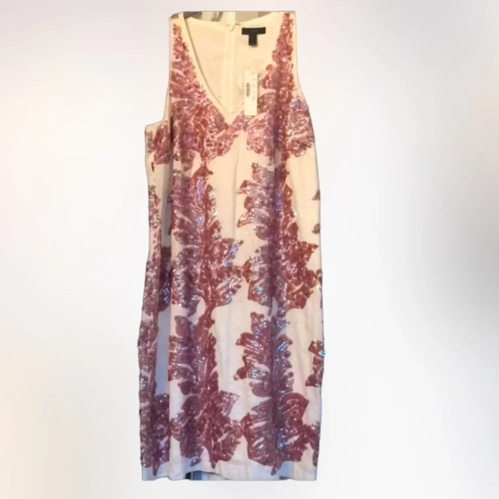 J CREW Claudia Linen Rose-Gold Sequined Dress NWT
